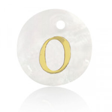 Shell pendant 15mm letter O Gold-White